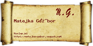 Matejka Gábor névjegykártya